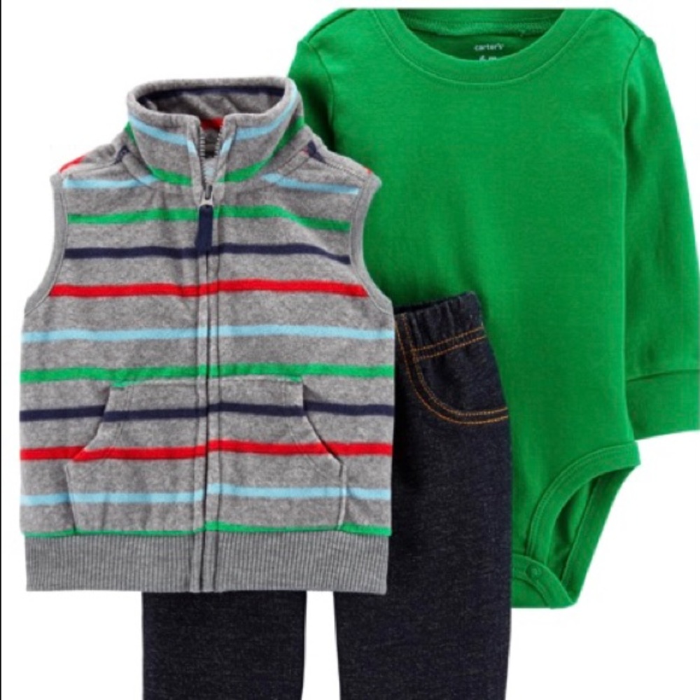 3 piece (vest,shirt,jeans)